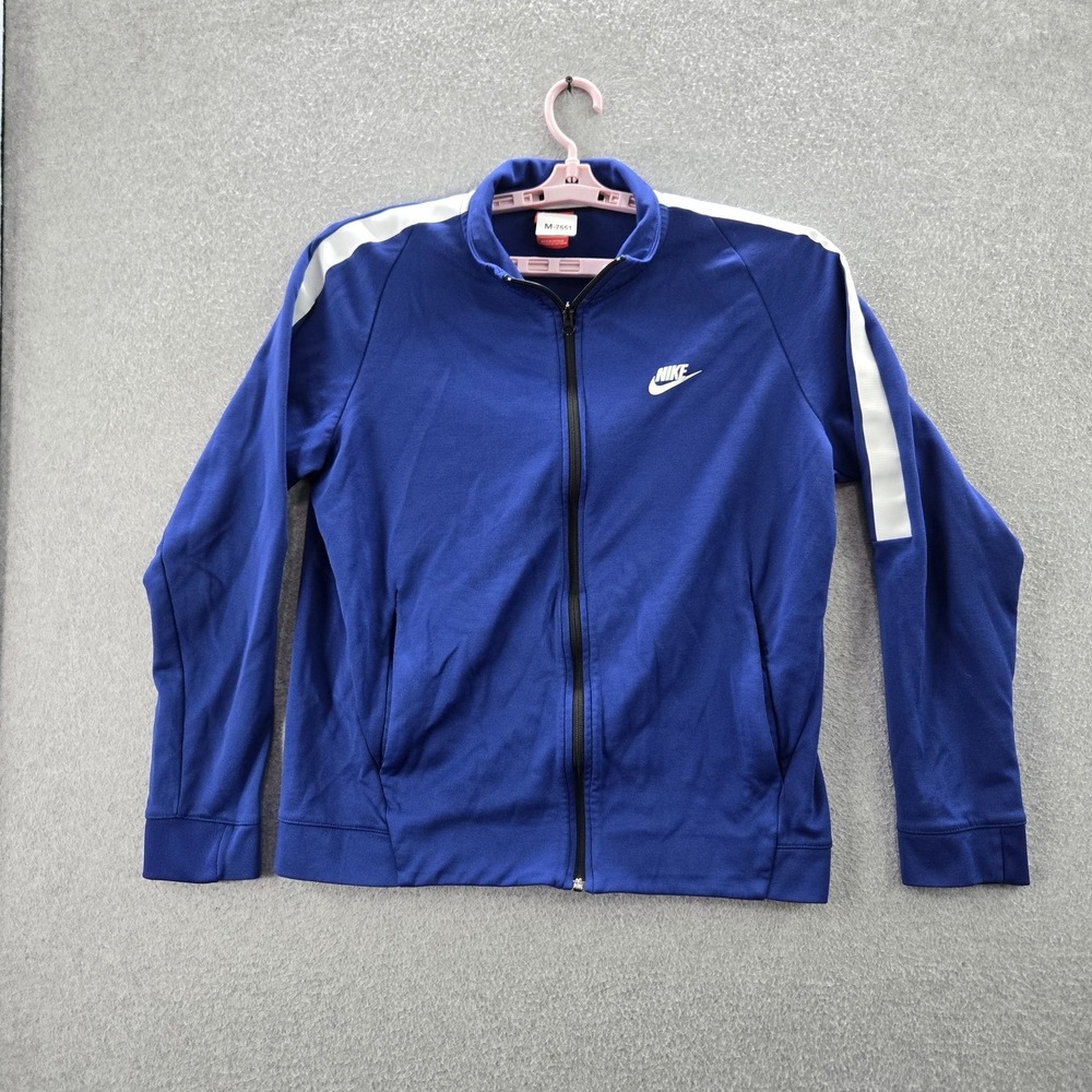 Nike Men Jacket L Blue Activewear Track Logo Long Sleeve